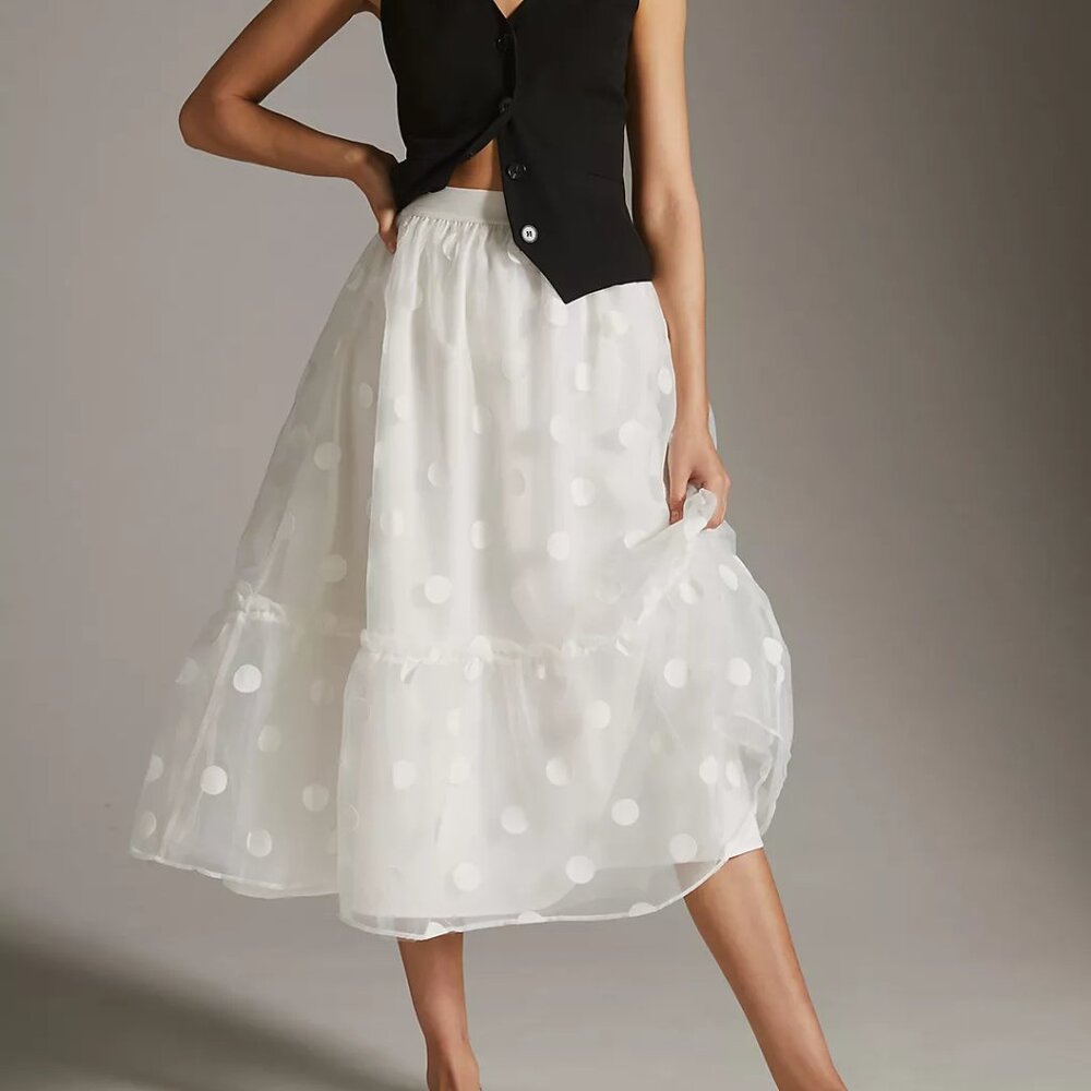 Eva Franco Tulle Midi Skirt – White (NWT, Medium)